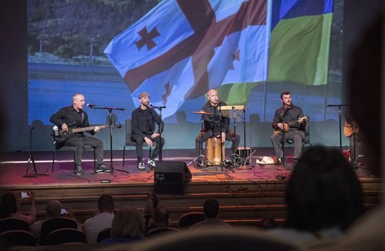 Georgian band Kavkasioni performing